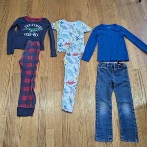 Boys Size 6 Lot ( 2 Sets PJs, 1 Long Sleeve Shirt And 1 Pair Of Jeans)